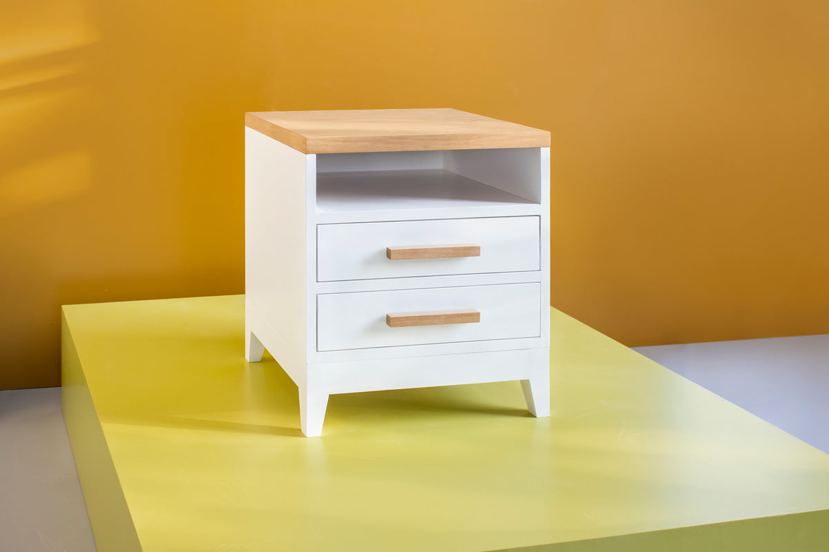 Gem side table B (oak top & painted footpiece)